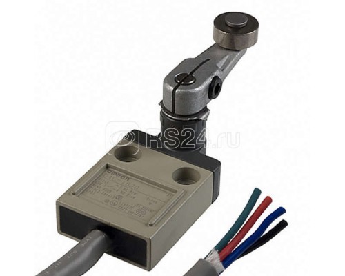 Выключатель концевой D4C1220 5А 250В AC (4А 30В DC) кабель VCTF маслостойк. 3м роликовый рычаг Omron 105810