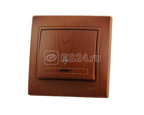 Выключатель проходной 1-кл. Мира с подсветкой сосна LEZARD 701-0801-114