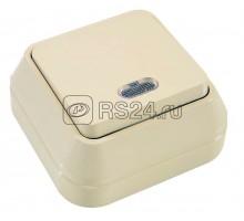 Выключатель проходной 1-кл. ОП 10А IP20 с подсветкой крем. Makel 45225