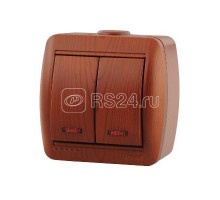 Выключатель проходной 2-кл. Ната вишня LEZARD 710-0600-106
