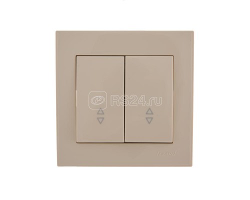 Выключатель проходной 2-кл. СП Рейн IP20 в сборе с рамкой крем. LEZARD 703-0303-106