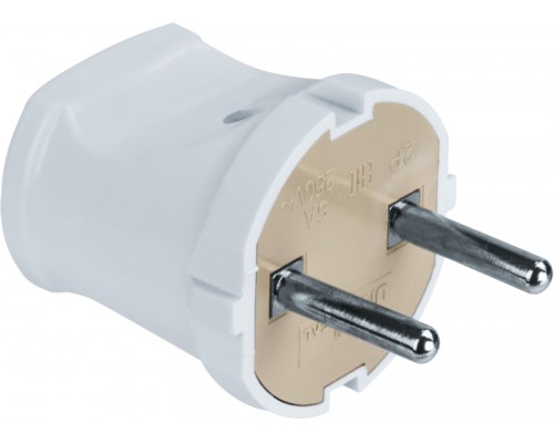 Вилка 61 358 NCA-PL01-6A-X-WH прямая без заземл. бел. Navigator 61358