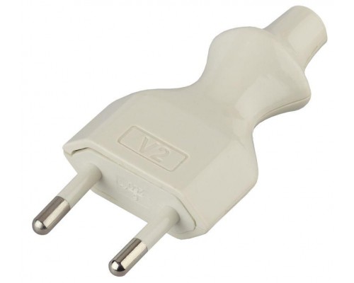 Вилка V2 6А без заземл. с кольцом непрямой ввод (10/200/9600) бел. ЭРА Б0019184