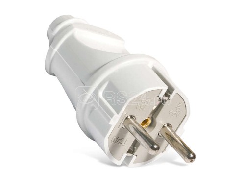 Вилка электрич. с заземл. прям. бел. 16А 250В (еврослот) UNIVersal А101