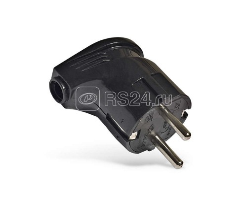 Вилка электрич. с заземл. угл. черн. 16А 250В (еврослот) UNIVersal А0105