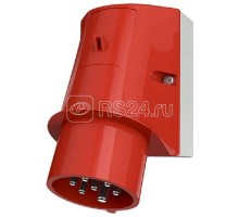 Вилка настенная 16А 7п 6ч 400В IP44 приборная наклонная 65град. никел.контакты винтовые клеммы сер./красн. Mennekes 2166