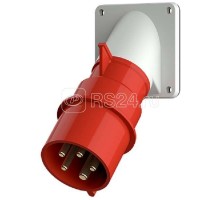 Вилка панельная 32А 5п 6ч 400В IP44 приборная наклонная 45град. фланец 85х85мм сер./красн. Mennekes 444