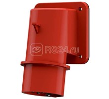 Вилка панельная 32А 7п 6ч 400В IP44 приборная наклонная 80град. фланец 85х85мм винтовые клеммы никел. контакты красн. Mennekes 752