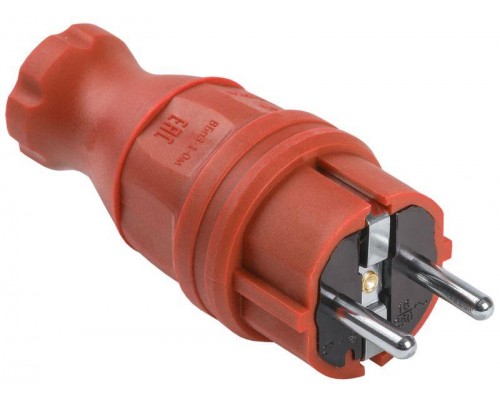 Вилка прямая ОМЕГА ВБп3-1-0м IP44 каучук красн. ИЭК PKR01-016-2-K04