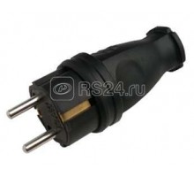 Вилка прямая с з/к каучук 16А IP44 черн. 9210 IN HOME 4690612010236