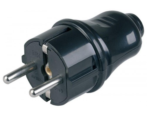 Вилка прямая ВПп10-02-Ст разборная с заземл. контактом 16А черн. ИЭК EVP10-16-01-K02