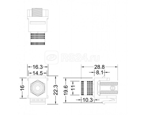Вставка KJ1-BP/RD-HG-WH формата Keystone Jack с коннектором Binding Post (красн.) Hex. type gold plated ROHS бел. Hyperline 248123