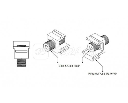 Вставка KJ1-FCON-G-WH формата Keystone Jack с прох. адапт. F-типа gold plated ROHS бел. Hyperline 246968