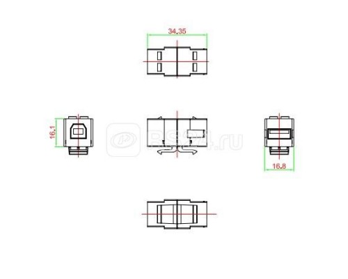 Вставка KJ1-USB-A-B2-WH формата Keystone Jack с прох. адапт. USB 2.0 (Type A-B) ROHS бел. Hyperline 247142