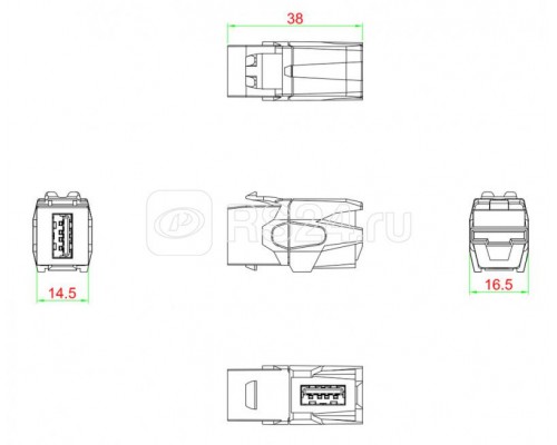 Вставка KJ1-USB-VA3-WH формата Keystone Jack с прох. адапт. USB 3.0 (Type A) 90 градусов ROHS бел. Hyperline 247404