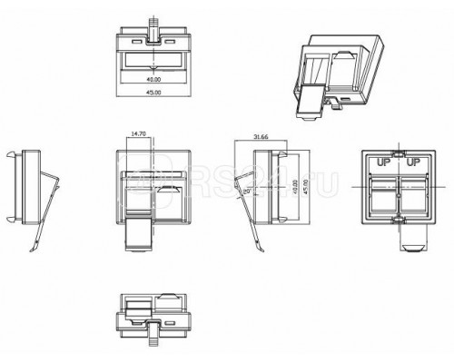 Вставка SIP2A-2K-M45-45 угл. 45х45 (аналог Mosaic) для 2х модулей KJ5 KJ6 KJE KJNE со шторками Hyperline 35209