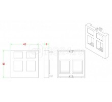 Вставка SIP2-2N-M45-45 45х45 (аналог Mosaic) для 2х модулей формата Keystone Jack ROHS бел. Hyperline 247229