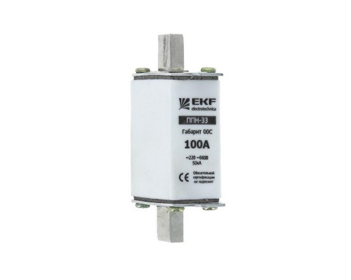 Вставка плавкая ППН-33 100/10А габарит 00C EKF fus-33/100/10