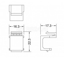 Вставка-заглушка KJ1-BL-WH формата Keystone Jack бел. Hyperline 39260