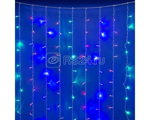 Занавес LED со статическим свечением ULD-C3020-240/STK MULTI IP44 3х2м соед. 240 диодов разноцвет. провод прозр. Uniel UL-00007212