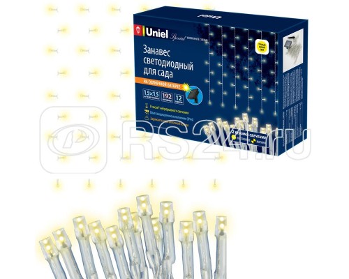 Занавес садовый USL-S-131/PT1515 WARM WHITE CURTAIN солнечная батарея 192 светодиода теплый бел. свет IP44 Uniel UL-00006538